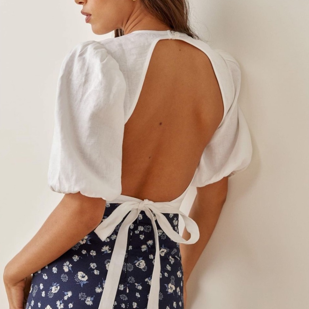 NWT Reformation Biscotti Linen Top